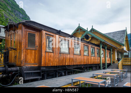 En train rétro Flam, la Norvège. Banque D'Images