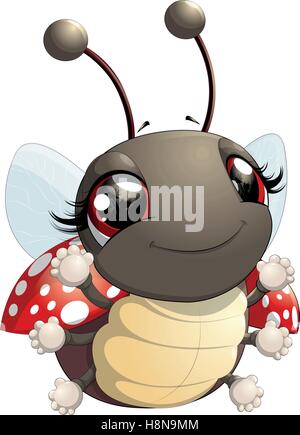 Ladybug Cute cartoon Illustration de Vecteur