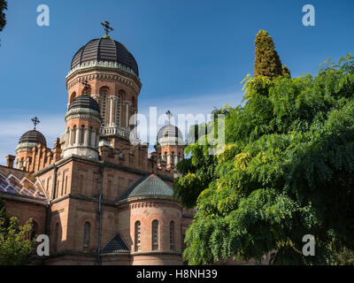 Tour à coupole de l'université nationale de Tchernivtsi dans chernivtsi ukraine avec arbres d'automne Banque D'Images