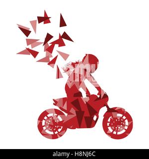 Cascades extrêmes effectuée motocycliste vecteur conducteur résumé fond illustration faite de fragments de polygone isolated on white Illustration de Vecteur