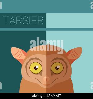 Image vectorielle de la télévision Tarsier postcard Illustration de Vecteur