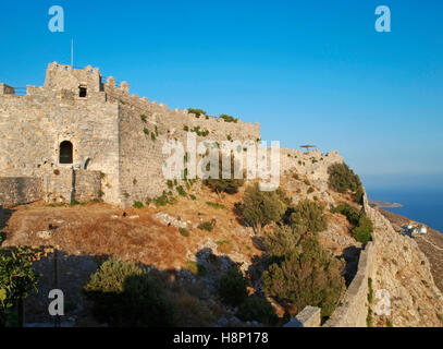 Château des croisés, Pandeli, à l'île de Leros, Dodécanèse, Grèce Banque D'Images