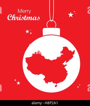 Joyeux Noël illustration thème avec carte de Chine Illustration de Vecteur