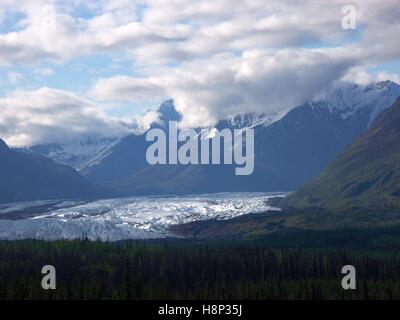 Le Glacier Matanuska, le long de la Glenn Highway au sud-est de l'Alaska Banque D'Images