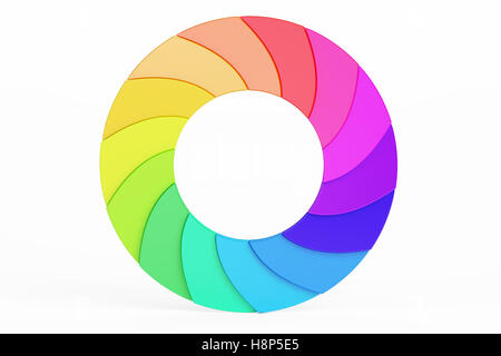 Cercle de la palette. Logotype d'affaires de couleur, rendu 3D isolé sur fond blanc Banque D'Images