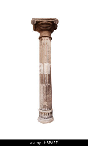 Les colonnes ioniques de la période antique sur fond blanc Banque D'Images