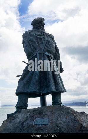 Statue de héros d'embarcation de sauvetage Dic Evans, Llangefni, Anglesey, Pays de Galles Banque D'Images