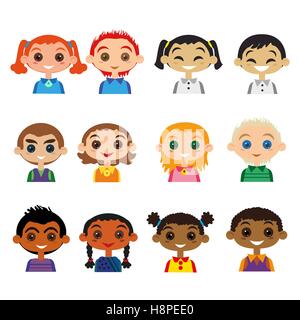 Ensemble d’avatar enfants Illustration de Vecteur