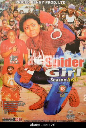 Nigerian Nollywood affiche de film ou film. Fille d'araignées. Banque D'Images