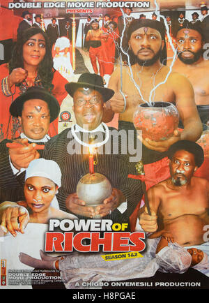 Nigerian Nollywood affiche de film ou film. Puissance de richesses Banque D'Images