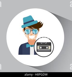 Vintage style cassette homme hipster vector illustration eps 10 Illustration de Vecteur
