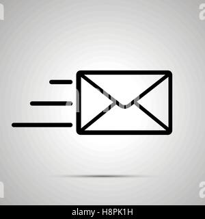L'icône noire simple d'envoyer une lettre à l'ombre sur fond clair Illustration de Vecteur