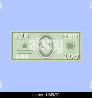 Billet de 100 dollars, de l'argent. Style simple, plat Graphic vector illustration Illustration de Vecteur