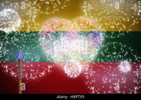 Image composite de rocket pour fireworks Banque D'Images