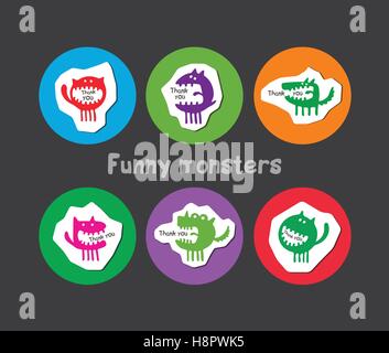 Les logos avec des monstres drôles Illustration de Vecteur