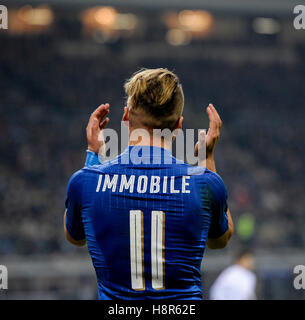 Milan, Italie. 15 Nov, 2016. Ciro immobile des gestes de l'Italie pendant la match amical entre l'Italie et l'Allemagne. Credit : Nicolò Campo/Alamy Live News Banque D'Images