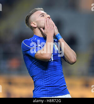 Milan, Italie. 15 Nov, 2016. Ciro immobile de l'Italie réagit pendant le match amical entre l'Italie et l'Allemagne à Milan, Italie le 15 novembre 2016. Le match s'est terminé à 0-0 draw. Credit : Alberto Lingria/Xinhua/Alamy Live News Banque D'Images