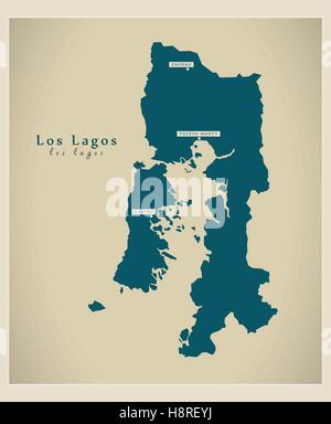 Carte moderne - Los Lagos CL Illustration de Vecteur