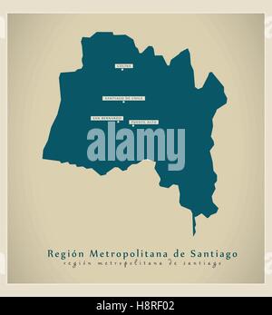 Carte moderne - Region Metropolitana de Santiago CL Illustration de Vecteur