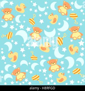 Arrière-plan avec des jouets pour bébé. Articles de bébé motif Illustration de Vecteur