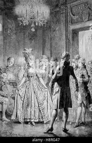 Un menuet, menuet, est une danse sociale d'origine française pour deux personnes, dans l'époque Rococo Banque D'Images