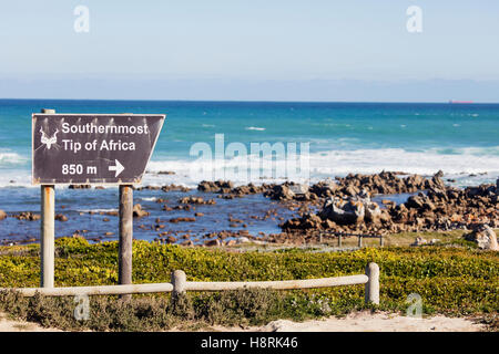 L'Afrique du Sud, Western Cape Agulhas, Parc National, le plus au sud de l'Afrique, où les océans Atlantique et Indien rencontrez Banque D'Images