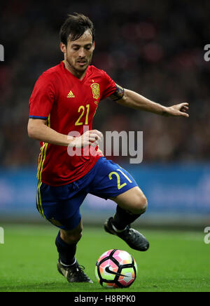 David Silva d'Espagne pendant l'International friendly au stade Wembley, Londres. APPUYEZ SUR ASSOCIATION photo. Date de la photo: Mardi 15 novembre 2016. Voir PA Story FOOTBALL England. Le crédit photo devrait se lire comme suit : Nick Potts/PA Wire. Banque D'Images