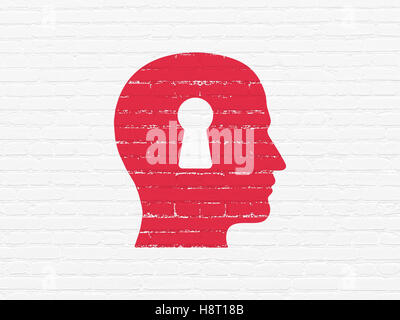 Concept Marketing : Tête avec serrure sur wall background Banque D'Images