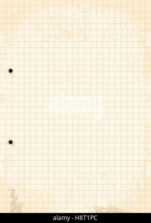 Vecteur, Illustration de grunge feuille de papier avec les trous de la grille. Illustration de Vecteur