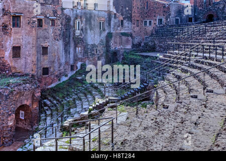 Teatro Romano, Catane, Sicile, Italie Banque D'Images