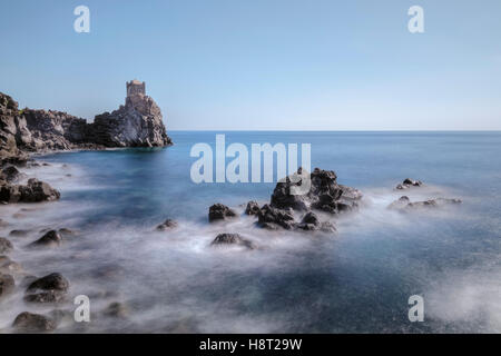 Watchtower, Santa Tecla, Acireale, Catane, Sicile, Italie Banque D'Images