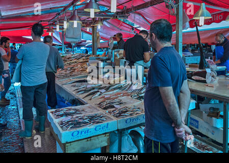 La Pescheria, marché aux poissons, Catane, Sicile, Italie Banque D'Images