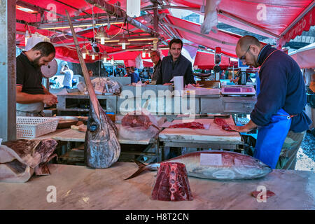 La Pescheria, marché aux poissons, Catane, Sicile, Italie Banque D'Images