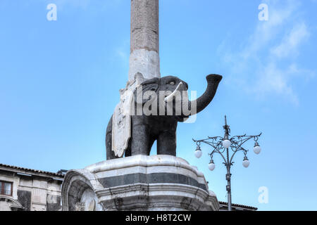 Fontana dell'Elefante, Catane, Sicile, Italie Banque D'Images