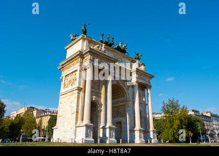 Arco della Pace, Piazza Sempione, Milan, Lombardie, Italie Banque D'Images