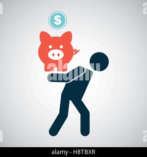 L'homme silhouette crise financière piggy coin vector illustration eps 10 Illustration de Vecteur