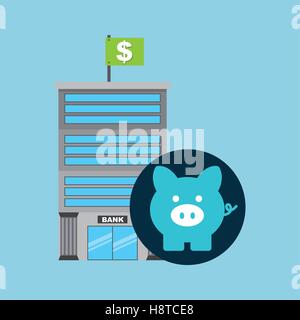 Bank Building finance piggy graphique icône vector illustration eps 10 Illustration de Vecteur