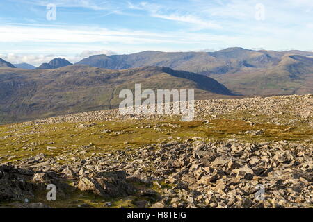 Tryfan et les montagnes Carneddau vu de Moel Siabod Banque D'Images