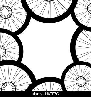 Roues de vélo motif de fond. Modèle de roues de bicyclette. Les roues de bicyclette avec un pneumatique et rayons Banque D'Images