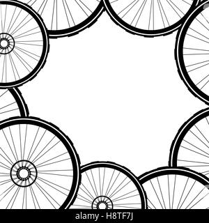 Roues de vélo motif de fond. Modèle de roues de bicyclette. Les roues de bicyclette avec un pneumatique et rayons Banque D'Images