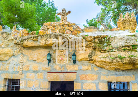 L'église de pierre située à l'intérieur de la grotte de l'annonciation dans le champ des bergers, Bethléem, Palestine, Israël. Banque D'Images