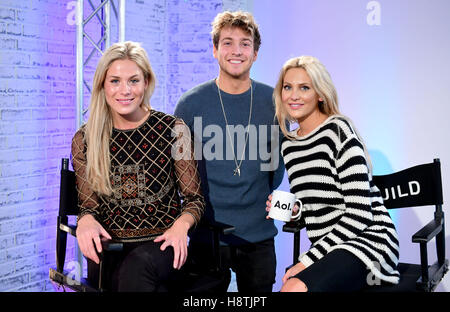 Frankie Gaff, Sam Thompson et Stephanie Pratt, de fait, à Chelsea, parlant à une série d'événements Londres CONSTRUIRE AOL AOL à Capper Street à Londres. Banque D'Images