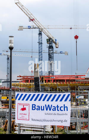 Bauwatch, une entreprise de sécurité, spécialisée dans les chantiers de construction, vidéo surveillance, protection contre le vol et le vandalisme, Banque D'Images