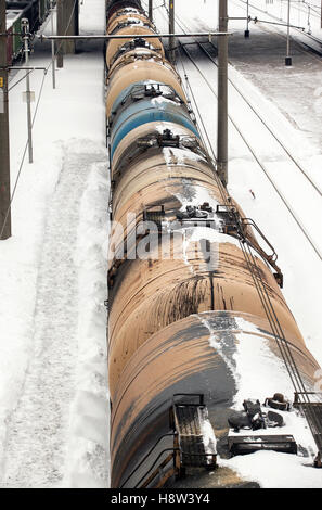 Les trains de fret en hiver Banque D'Images