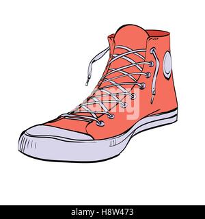 Red sneakers chaussures de jeunesse Illustration de Vecteur
