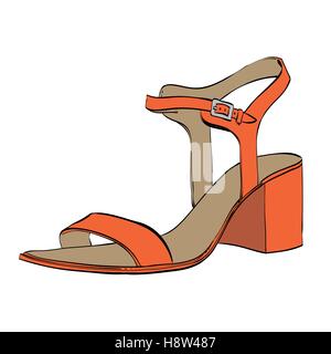 Femmes d'été sandales à talons hauts Illustration de Vecteur