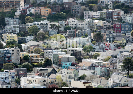 Vue générale du quartier résidentiel de San Francisco, CA, USA Banque D'Images
