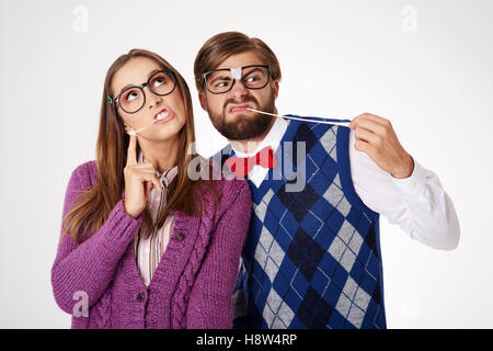 Couple avec bulle les gencives Banque D'Images