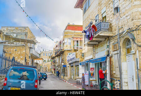 Les rues de Wadi Nisnas devenue vide et calme après la fermeture des marchés arabes Banque D'Images