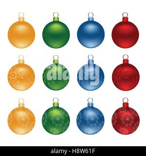 Boule Noël Décoration couleur vector set avec forme de flocon. EPS10 Illustration de Vecteur